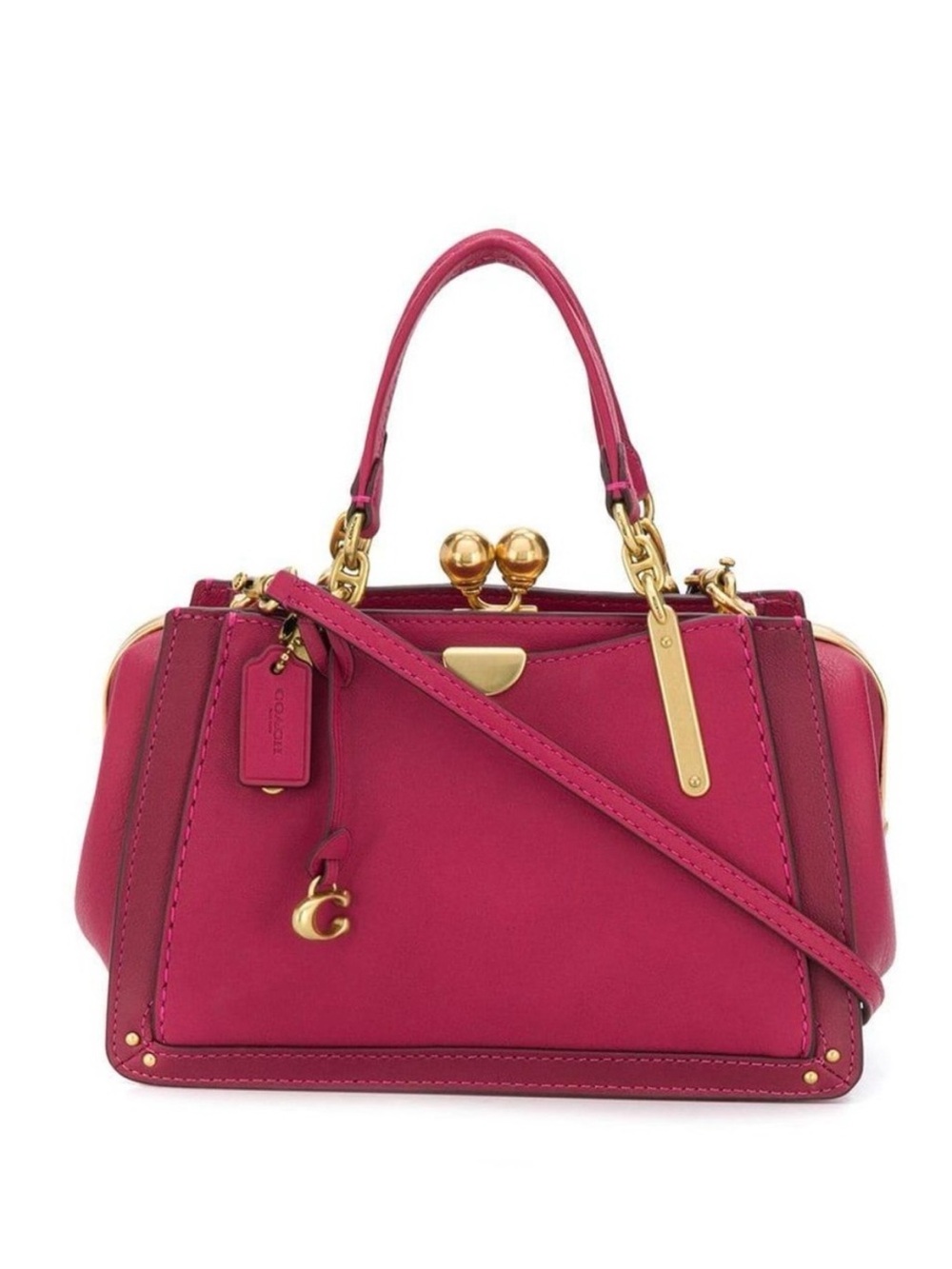 Coach NWOT Kisslock Dreamer Red Leather Top-Handle Satchel with Strap Crossbody